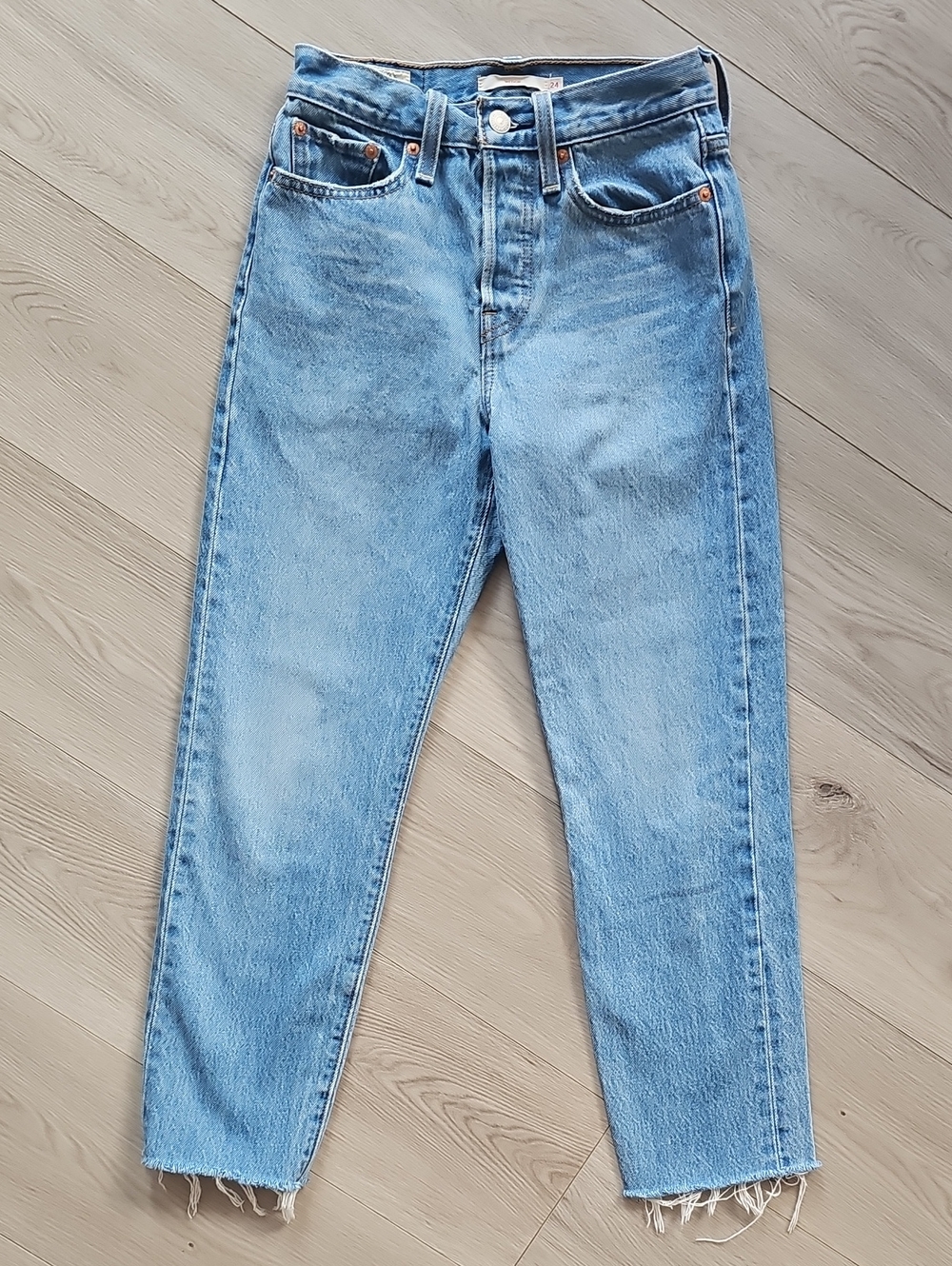 Levi's Premium Wedgie Icon Button Fly Raw Hem Denim Jeans, Sz 24